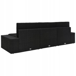 3-vietė modulinė sofa, PE rotango, juoda