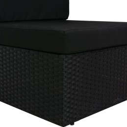 3-vietė modulinė sofa, PE rotango, juoda