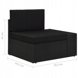 3-vietė modulinė sofa, PE rotango, juoda