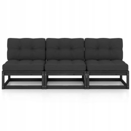 Vidaxl trivietė sofa su pagalvėlėmis, pušies masyvo, 3076353