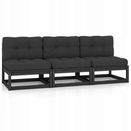 Vidaxl trivietė sofa su pagalvėlėmis, pušies masyvo, 3076353