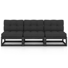 Vidaxl trivietė sofa su pagalvėlėmis, pušies masyvo, 3076353