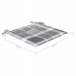 4 tikmedžio sodo kėdžių rinkinys su pilkomis languotomis pagalvėlėmis