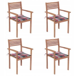 4 sodo kėdžių komplektas su pagalvėlėmis, tikmedžio