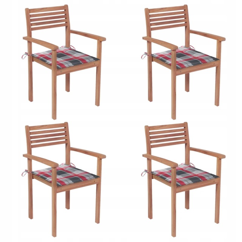 4 sodo kėdžių komplektas su pagalvėlėmis, tikmedžio