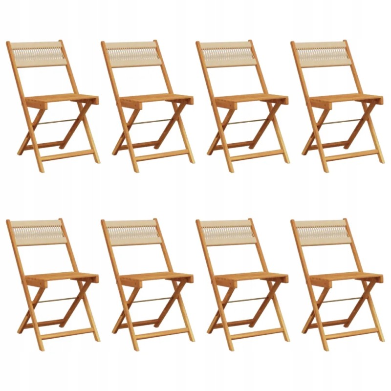 Sulankstomos sodo kėdės, 8 vnt., smėlio spalvos, akacijos medienos masyvo