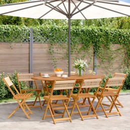 Sulankstomos sodo kėdės, 8 vnt., smėlio spalvos, akacijos medienos masyvo