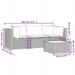 4 dalių sodo sofos komplektas, pagalvėlės, ruda