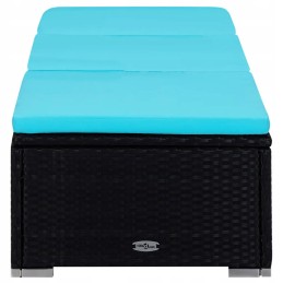 Vidaxl 3 dalių komplektas, gultai su stalu, polirotangas, juodas