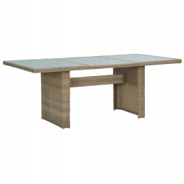Vidaxl sodo stalas, rudas, 200x100x74 cm, stiklas ir PE rotangas