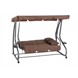 Sulankstomos sodo sūpynės 2in1, rudos pagalvėlės