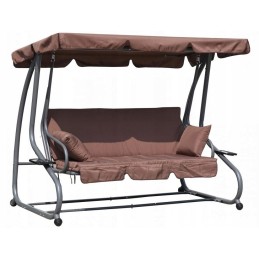 Sulankstomos sodo sūpynės 2in1, rudos pagalvėlės