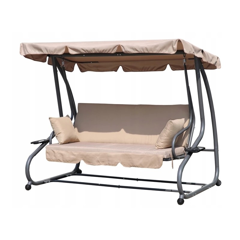 Sulankstomos sodo sūpynės 2in1, smėlio spalvos pagalvėlės