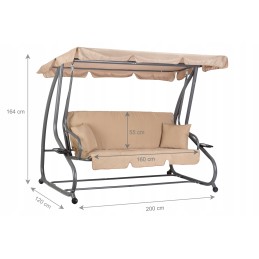 Sulankstomos sodo sūpynės 2in1, smėlio spalvos pagalvėlės