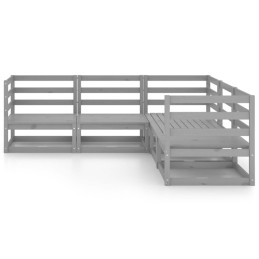 Vidaxl 5 dalių sodo poilsio baldų komplektas, pilka, pušis, 3075726