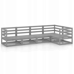 Vidaxl 5 dalių sodo poilsio baldų komplektas, pilka, pušis, 3075556