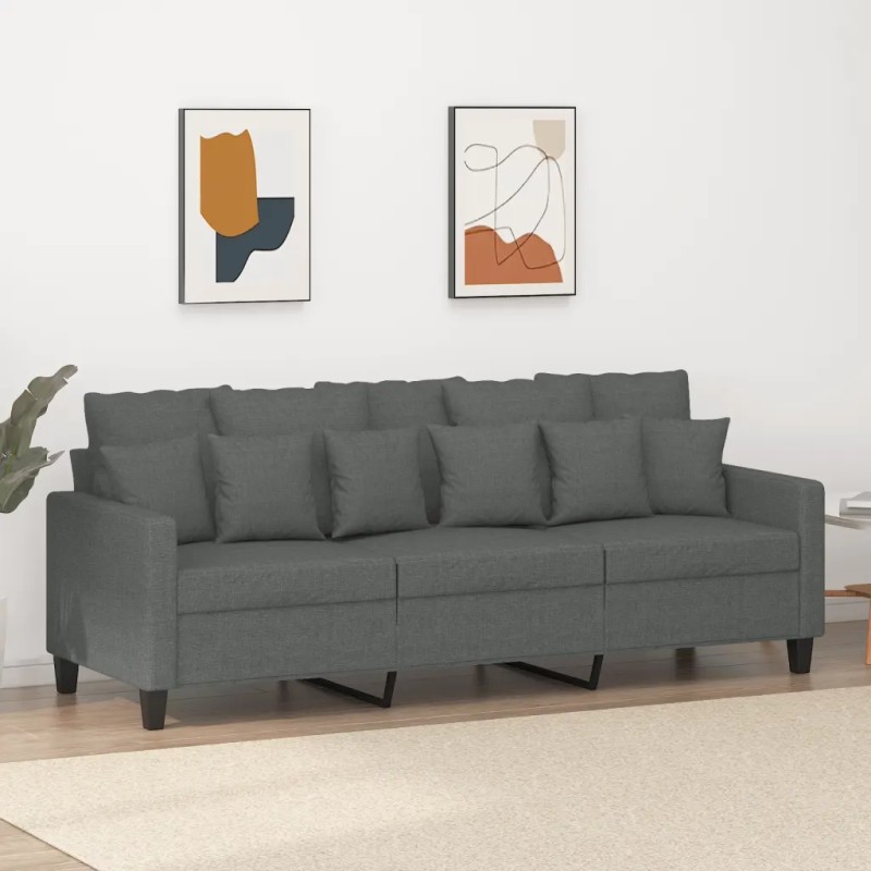 Vidaxl trivietė sofa, tamsiai pilka, 180 cm, apmušta audiniu