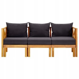 Akacijos medinis suolas su pagalvėlėmis, 179x66x68,5 cm, tamsiai pilka