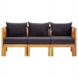 Akacijos medinis suolas su pagalvėlėmis, 179x66x68,5 cm, tamsiai pilka