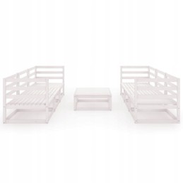 7 dalių sodo baldų komplektas, baltas, pušis