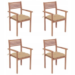 Tikmedžio medinės sodo kėdės su pagalvėlėmis - 4 vnt.