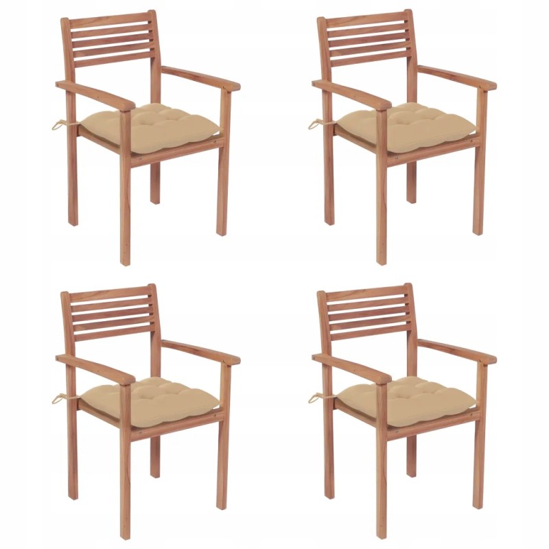 Tikmedžio medinės sodo kėdės su pagalvėlėmis - 4 vnt.