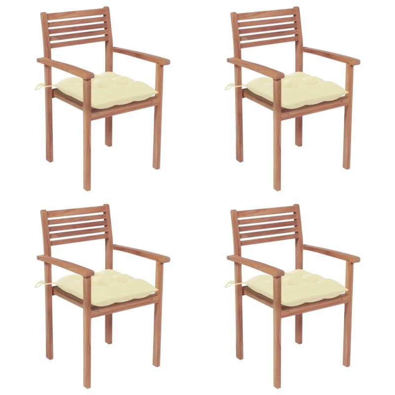 Tikmedžio sodo kėdės, kreminė pagalvėlė, 4 vnt.