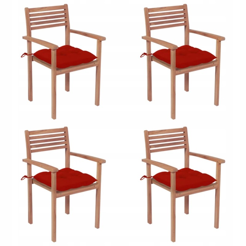 Tikmedžio sodo kėdės ir komplektas 4 vnt. - raudona