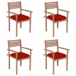 Tikmedžio sodo kėdės su raudonomis pagalvėlėmis - 4 vnt.