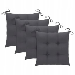 Sodo kėdės iš tikmedžio, 4 vnt + antracitinės pagalvėlės 50x50 cm