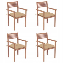 4 tikmedžio sodo kėdžių komplektas su pagalvėlėmis - smėlio spalvos