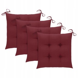 4 tikmedžio sodo kėdžių rinkinys su pagalvėlėmis, vyno raudonumo