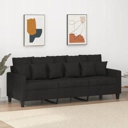 Vidaxl trivietė sofa, juoda, 180 cm, apmušta audiniu