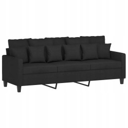 Vidaxl trivietė sofa, juoda, 180 cm, apmušta audiniu
