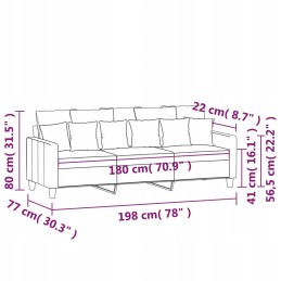 Vidaxl trivietė sofa, juoda, 180 cm, apmušta audiniu