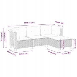 4 dalių sodo poilsio komplektas, pagalvėlės, juodas PE rotangas
