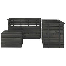 5 dalių Padėklų baldų komplektas sodui, pušis, tamsiai pilkas