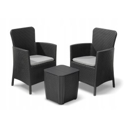 Sodo baldų komplektas 2 foteliai 1 stalas 3 elementai abiko miami balkonas