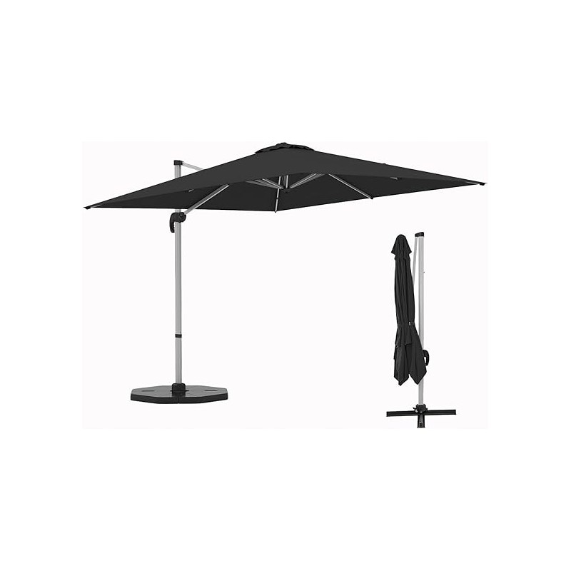 Kvadratinis skėtis su 8 briaunomis, juodas