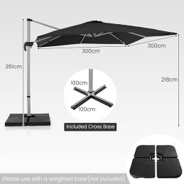 Kvadratinis skėtis su 8 briaunomis, juodas