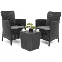 Sodo baldų komplektas 2 foteliai 1 stalas 3 elementai abiko miami balkonas