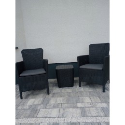 Sodo baldų komplektas 2 foteliai 1 stalas 3 elementai abiko miami balkonas