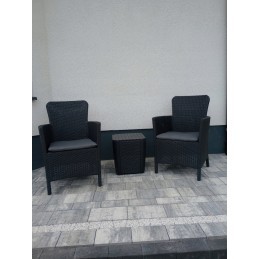 Sodo baldų komplektas 2 foteliai 1 stalas 3 elementai abiko miami balkonas