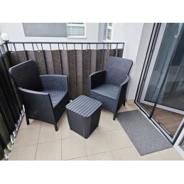 Sodo baldų komplektas 2 foteliai 1 stalas 3 elementai abiko miami balkonas