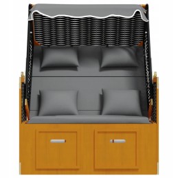 Vidaxl paplūdimio krepšelis su pagalvėlėmis, PE rotango/medžio, juodos ir antracito spalvos