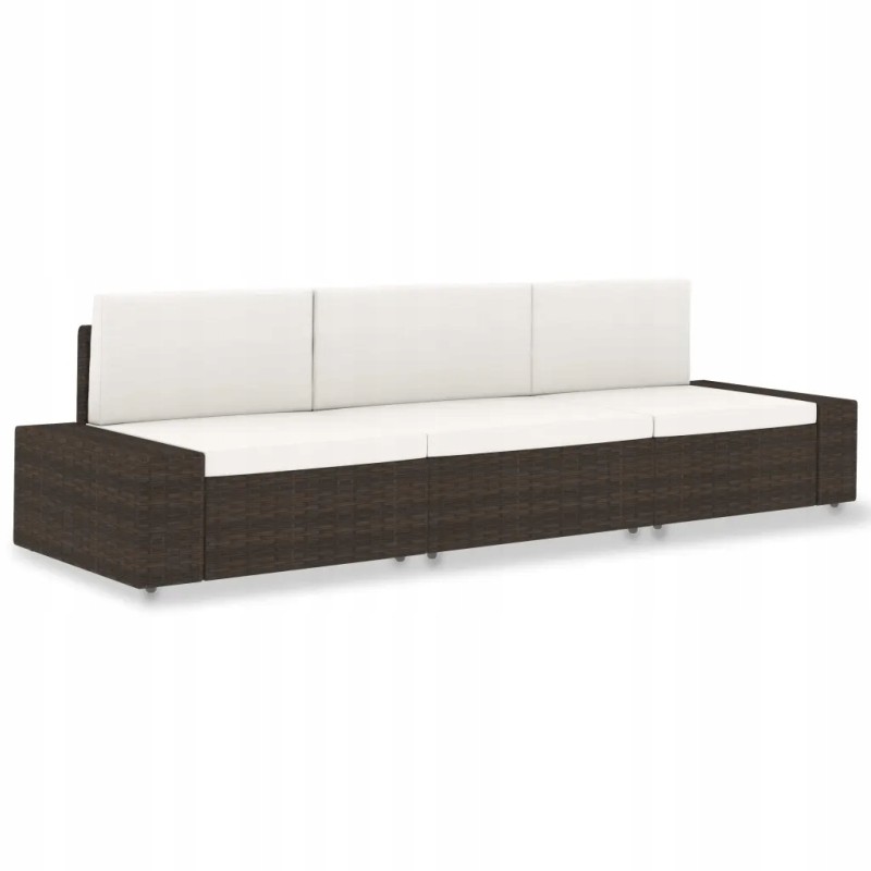 3-vietė modulinė sofa, PE rotango, ruda