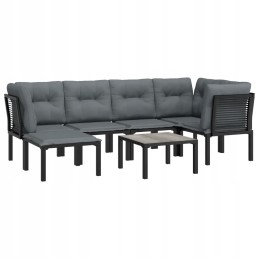 7 dalių sodo poilsio komplektas, juoda ir pilka, polirotangas
