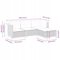 4 dalių sodo poilsio komplektas, pagalvėlės, juodas PE rotangas