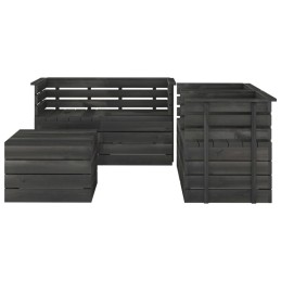 5 dalių Padėklų baldų komplektas sodui, pušis, tamsiai pilkas