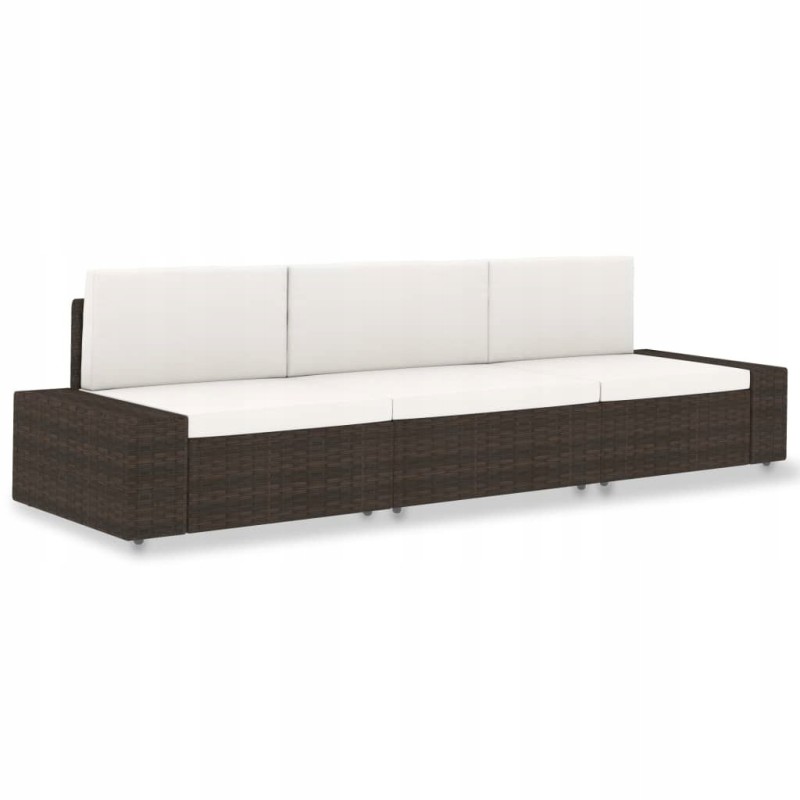 3-vietė modulinė sofa, PE rotango, ruda
